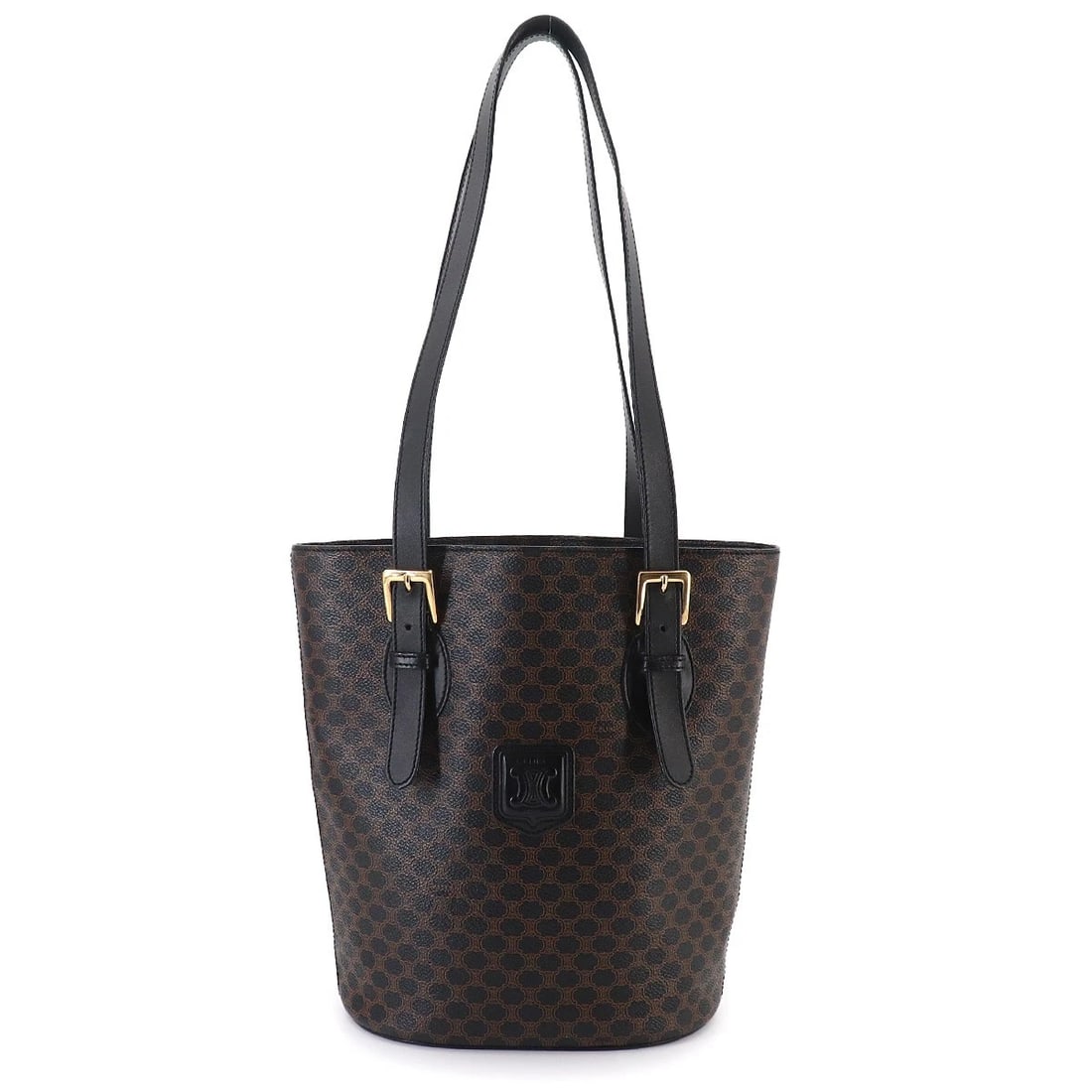 CELINE MACADAM TOTE BAG PVC LEATHER BLACK BROWN: CELINE Macadam Tote Bag PVC Leather Black Brown Brand: CELINE Type/Style: Tote Bag Material: PVC , Leather Color: Black , Brown Size: W 8.27 inch, H 10.63 inch, D 4.92 inch Accessories: None <