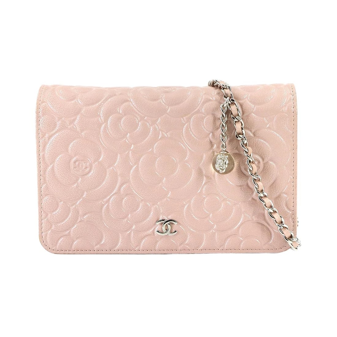 CHANEL CAMELLIA CHAIN WALLET LEATHER PINK: CHANEL Camellia Chain Wallet Leather Pink Brand: CHANEL Type/Style: Chain Wallet Material: Leather Color: Pink Size: W 7.48 inch, H 4.92 inch, D 1.18 inch Accessories: None Accessories Not