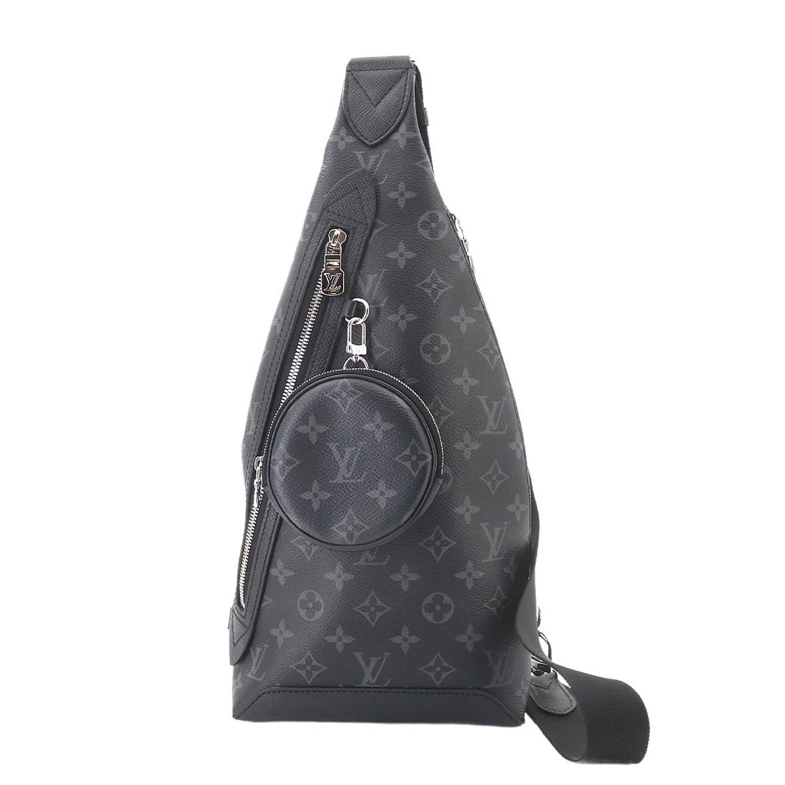 LOUIS VUITTON TAIGARAMA DUO SLINGBAG BODY BAG: LOUIS VUITTON Taigarama Duo Slingbag Body Bag Brand: LOUIS VUITTON Type/Style: Body Bag Material: Monogram Eclipse Canvas , Taiga leather Color: Noir Size: W 7.48 inch, H 16.93 inch, D 1.77 inch A