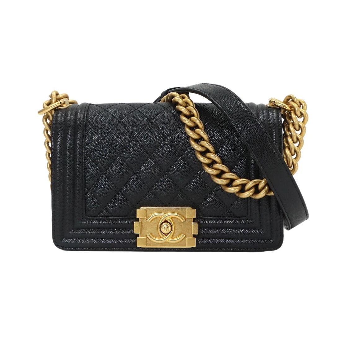 CHANEL BOY CHANEL SMALL CHAIN SHOULDER BAG: CHANEL BOY CHANEL Small Chain Shoulder Bag Brand: CHANEL Type/Style: Shoulder Bag Material: Leather Color: Black Size: W 7.87 inch, H 4.72 inch, D 2.76 inch Accessories: None Accessories Notice: When
