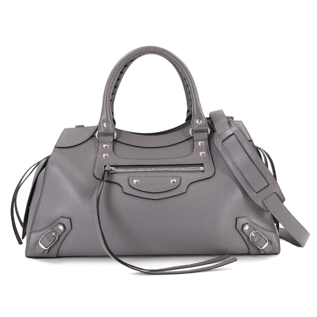 BALENCIAGA NEO CLASSIC CITY MEDIUM HAND SHOULDER BAG: BALENCIAGA Neo Classic City Medium Hand Shoulder Bag Brand: BALENCIAGA Type/Style: Hand Bag / Shoulder Bag Material: Leather Color: Gray Size: W 17.13 inch, H 10.83 inch, D 7.48 inch Accessories: