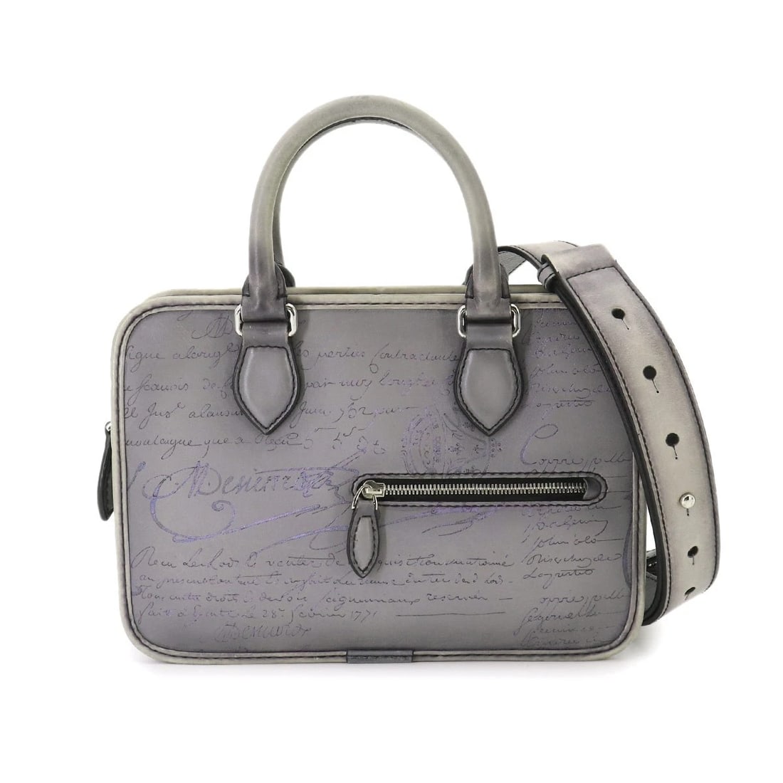 BERLUTI CALLIGRAPHY UNJOUR GULLIVER 2WAY HAND BAG: Berluti Calligraphy Unjour Gulliver 2way Hand Bag Brand: Berluti Type/Style: Hand Bag / Shoulder Bag Material: Venezia Leather Color: Purple Size: W 9.45 inch, H 6.69 inch, D 1.97 inch Accessories