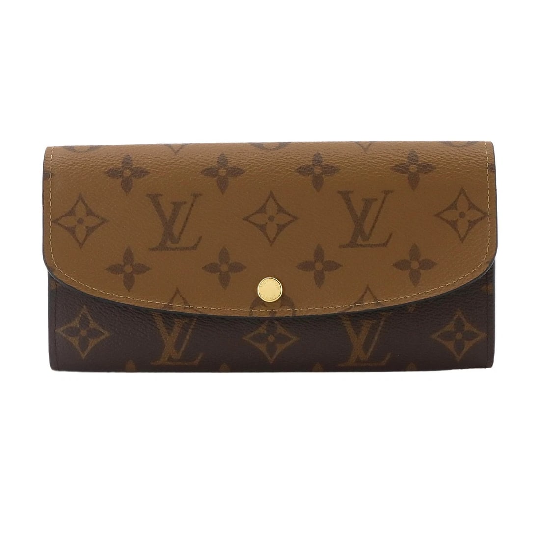 LOUIS VUITTON MONOGRAM REVERSE EMILIE WALLET BROWN: LOUIS VUITTON Monogram Reverse Emilie Wallet Brown Brand: LOUIS VUITTON Type/Style: Long Wallet Material: Monogram Canvas , Monogram Reverse Canvas Color: Monogram , Monogram Reverse Size: W 7.48 inch