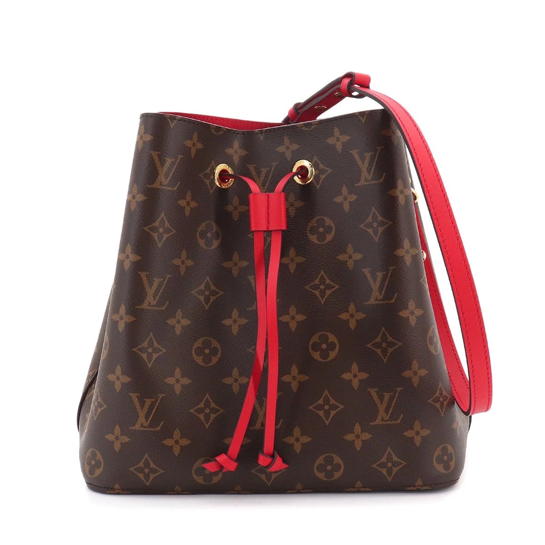 LOUIS VUITTON MONOGRAM NEONOE SHOULDER BAG: LOUIS VUITTON Monogram Neonoe Shoulder Bag Brand: LOUIS VUITTON Type/Style: Shoulder Bag Material: Monogram Canvas , Leather Color: Monogram , Coquelicot Size: W 10.24 inch, H 10.24 inch, D 6.69 inch 