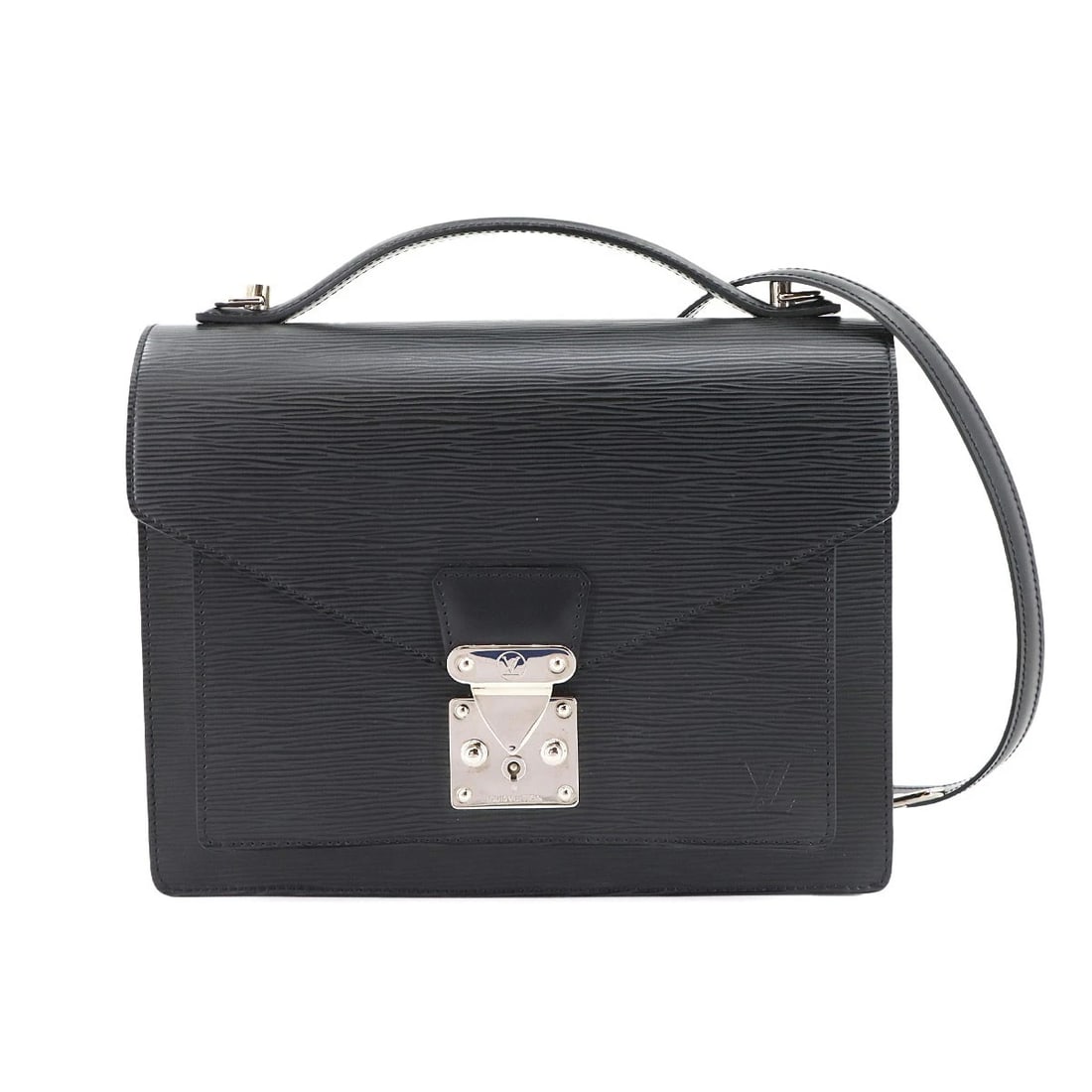 LOUIS VUITTON EPI MONCEAU 2WAY HAND SHOULDER BAG: LOUIS VUITTON Epi Monceau 2way Hand Shoulder Bag Brand: LOUIS VUITTON Type/Style: Hand Bag / Shoulder Bag Material: Epi Leather Color: Noir Size: W 11.02 inch, H 8.46 inch, D 2.56 inch Accessories