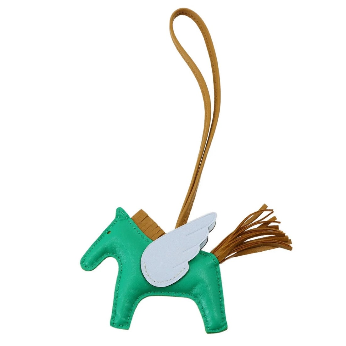 HERMES RODEO PEGASUS PM BAG CHARM: HERMES Rodeo Pegasus PM Bag Charm Brand: HERMES Type/Style: Bag Charm Material: Agneau Milo , Swift Color: Menthe , Sesame , Bleu Brumu Size: W4.7 x H3 inch Accessories: None Accessories N