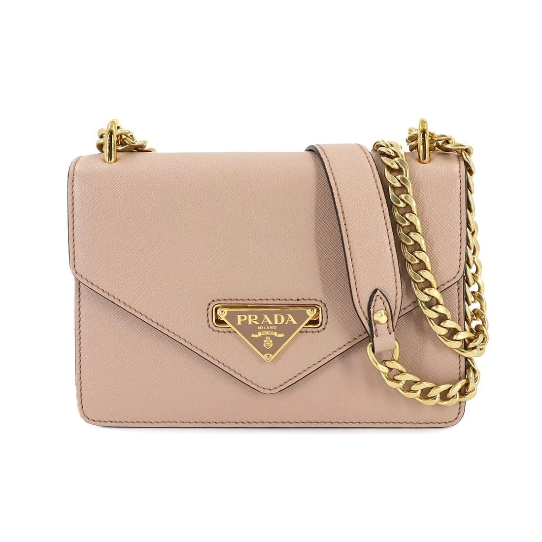 PRADA CHAIN SHOULDER BAG SAFFIANO LEATHER BEIGE (1 of 5)