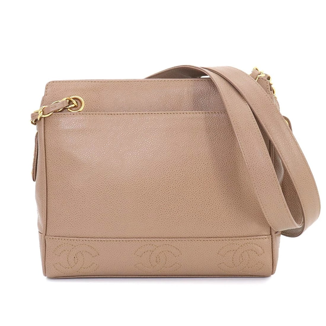 CHANEL TRIPLE COCO SHOULDER BAG LEATHER LIGHT BRWON: CHANEL Triple Coco Shoulder Bag Leather Light brwon Brand: CHANEL Type/Style: Shoulder Bag Material: Leather Color: Light brown Size: W 10.04 inch, H 8.86 inch, D 3.54 inch Accessories: None <