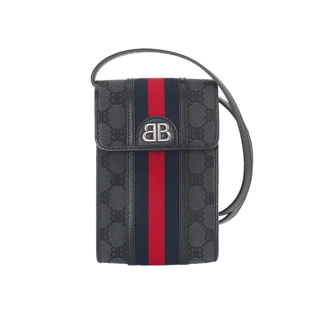 BALENCIAGA GUCCI THE HACKER PROJECT SHOULDER BAG: BALENCIAGA GUCCI The Hacker Project Shoulder Bag Brand: BALENCIAGA Type/Style: Shoulder Bag Material: Canvas , Leather Color: Black Size: W 4.53 inch, H 7.09 inch, D 1.18 inch Accessories: None