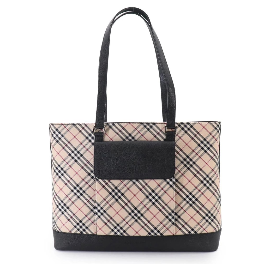 BURBERRY PLAID TOTE BAG CANVAS LEATHER BEIGE BLACK: BURBERRY Plaid Tote Bag Canvas Leather Beige Black Brand: BURBERRY Type/Style: Tote Bag Material: Canvas , Leather Color: Beige , Black Size: W 14.57 inch, H 11.61 inch, D 3.54 inch Accessories: None