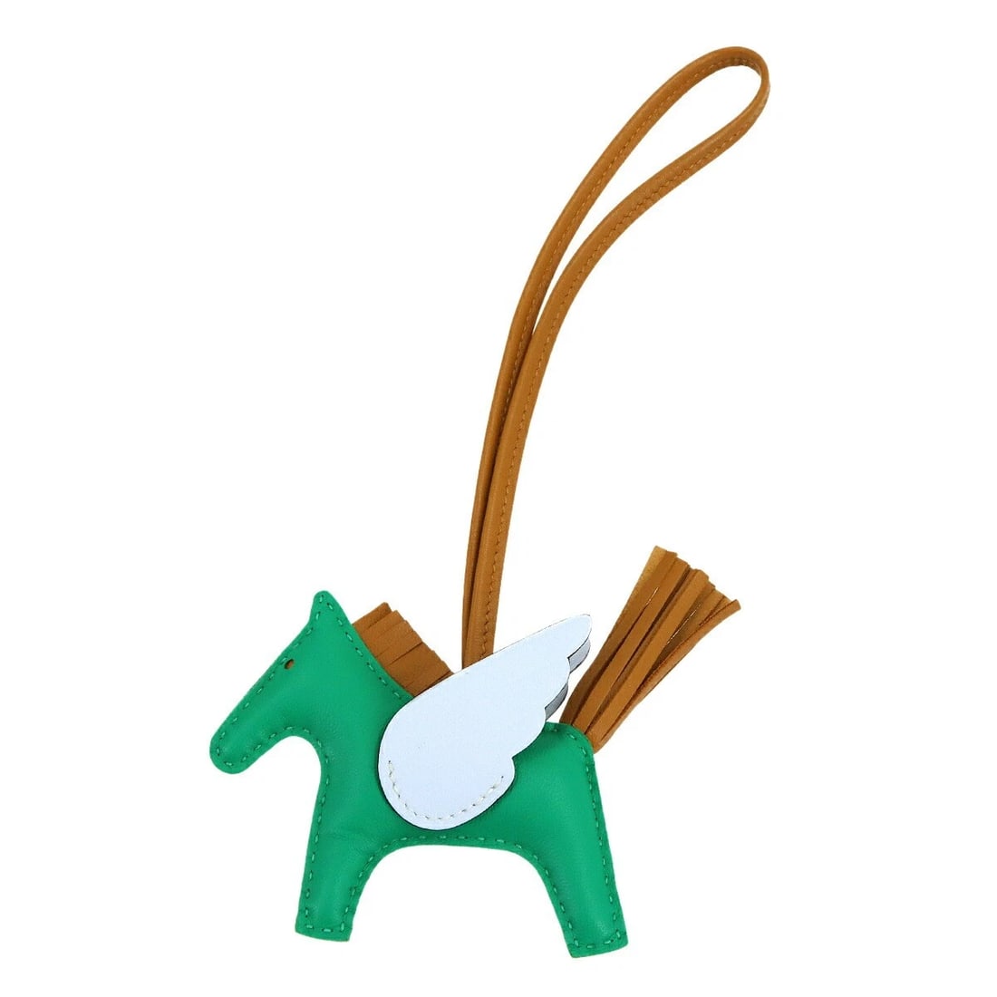 HERMES RODEO PEGASUS PM BAG CHARM AGNEAU MILO: HERMES Rodeo Pegasus PM Bag Charm Agneau Milo Brand: HERMES Type/Style: Bag Charm Material: Agneau Milo , Swift Color: Menthe , Sesame , Bleu Brumu Size: W4.7 x H3 inch Accessories: None Accessories