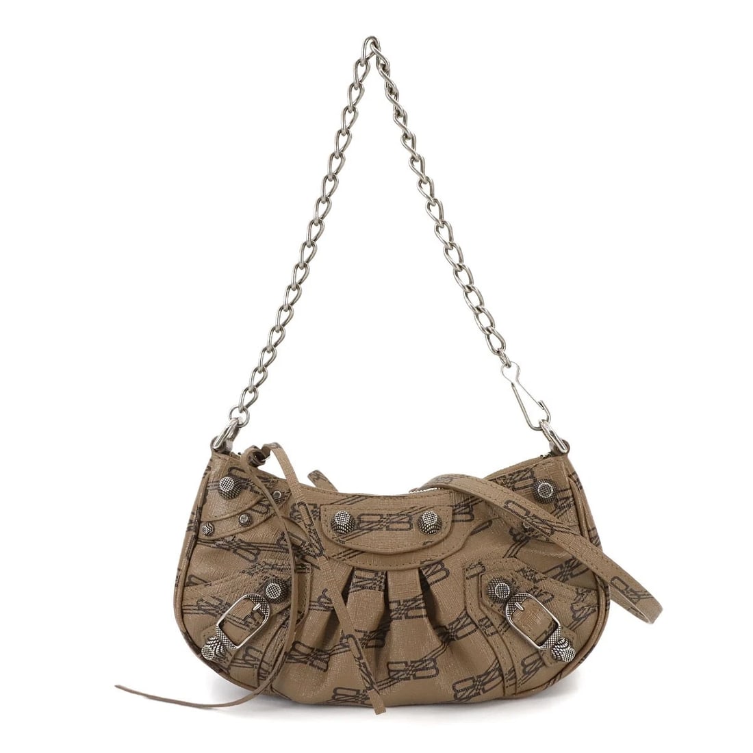 BALENCIAGA BB MONOGRAM LE CAGOLE MINI HAND SHOULDER BAG: BALENCIAGA BB Monogram Le Cagole Mini Hand Shoulder Bag Brand: BALENCIAGA Type/Style: Hand Bag / Shoulder Bag Material: Leather Color: Brown , Black Size: W 8.27 inch, H 4.53 inch, D 1.57 inch Acc