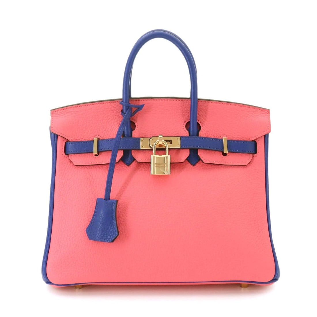 HERMES BIRKIN 25 SPO HAND BAG TAURILLON CLEMENCE: HERMES Birkin 25 SPO Hand Bag Taurillon Clemence Brand: HERMES Type/Style: Hand Bag Material: Taurillon Clemence Color: Rose Azalee , Blue Electrique Size: W 10.04 inch, H 8.27 inch, D 5.31 inch A
