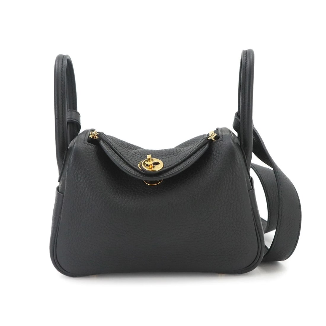 HERMES LINDY MINI 2WAY HAND SHOULDER BAG: HERMES Lindy Mini 2way Hand Shoulder Bag Brand: HERMES Type/Style: Hand Bag / Shoulder Bag Material: Taurillon Clemence Color: Black Size: W 7.48 inch, H 5.12 inch, D 3.74 inch Accessories: None <