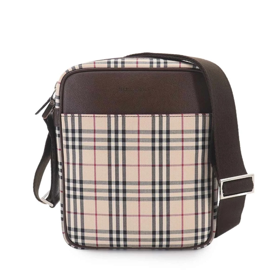 BURBERRY PLAID SHOULDER BAG CANVAS LEATHER BEIGE: BURBERRY Plaid Shoulder Bag Canvas Leather Beige Brand: Burberry Type/Style: Shoulder Bag Material: Canvas , Leather Color: Beige , Brown Size: W 7.28 inch, H 8.86 inch, D 2.56 inch Accessories: N