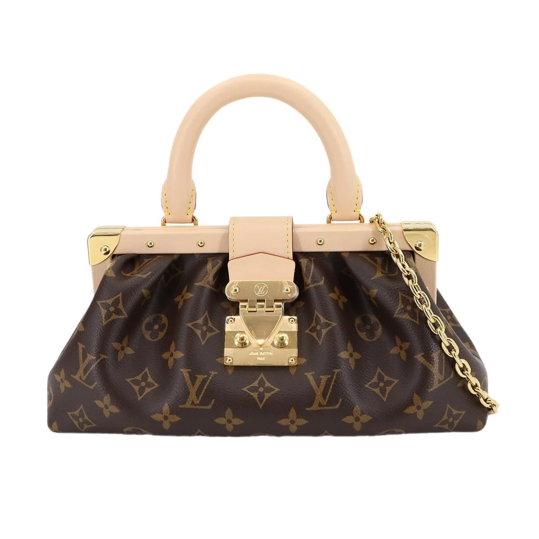LOUIS VUITTON MONOGRAM CLUTCH HAND CHAIN SHOULDER BAG: LOUIS VUITTON Monogram Clutch Hand Chain Shoulder Bag Brand: LOUIS VUITTON Type/Style: Hand Bag / Shoulder Bag Material: Monogram Canvas Color: Monogram Size: W 11.42 inch, H 5.31 inch, D 3.15 inch