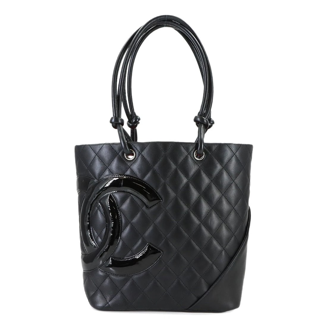 CHANEL CAMBON LINE MEDIUM TOTE BAG LEATHER ENAMEL: CHANEL Cambon Line Medium Tote Bag Leather Enamel Brand: CHANEL Type/Style: Tote Bag Material: Leather Color: Black Size: W 8.07 inch, H 9.25 inch, D 4.72 inch Accessories: None Accessories Notice: