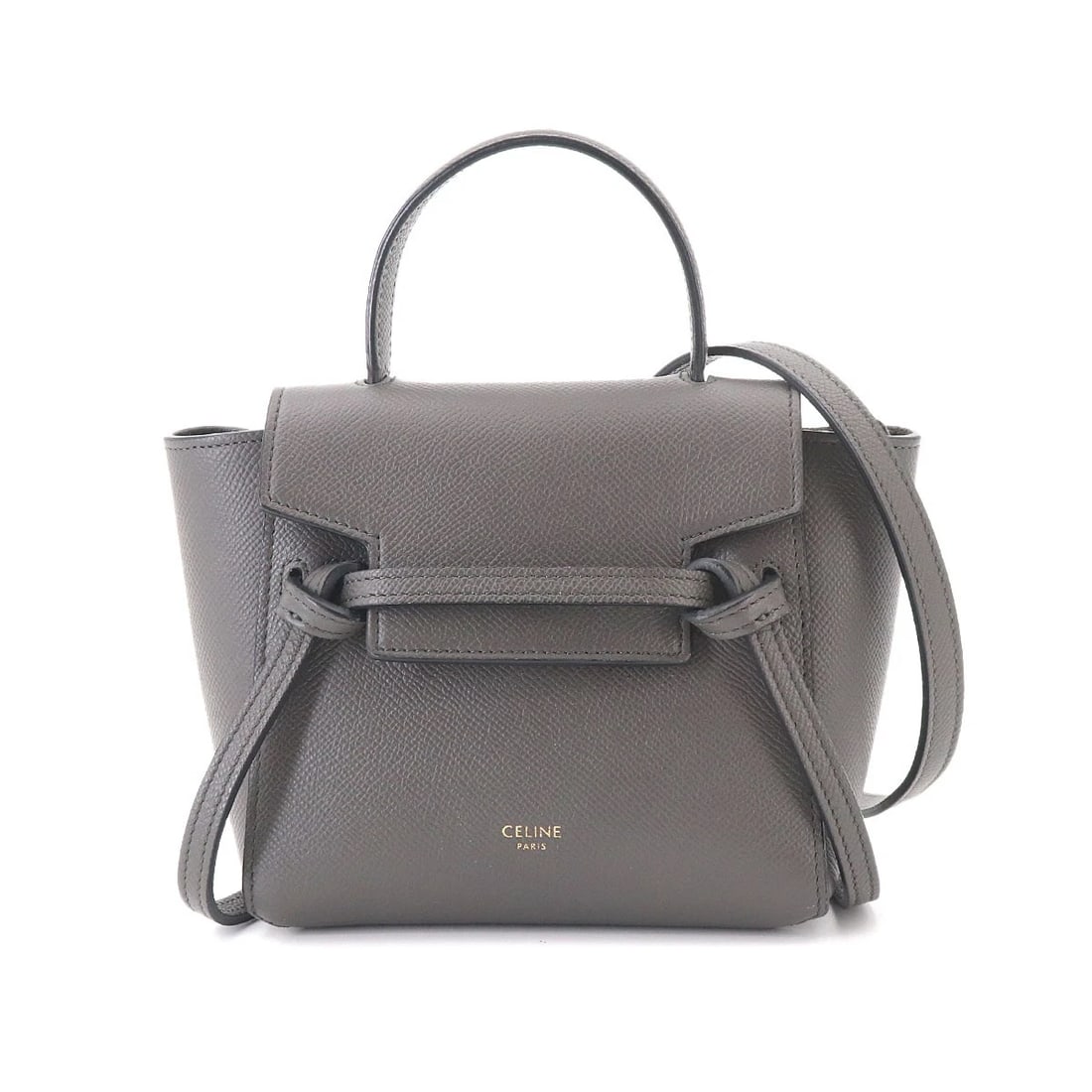 CELINE BELT BAG PIKO HAND SHOULDER BAG LEATHER GRAY: CELINE Belt Bag Piko Hand Shoulder Bag Leather Gray Brand: CELINE Type/Style: Hand Bag / Shoulder Bag Material: Leather Color: Gray Size: W 5.91 inch, H 5.71 inch, D 3.35 inch Accessories: None