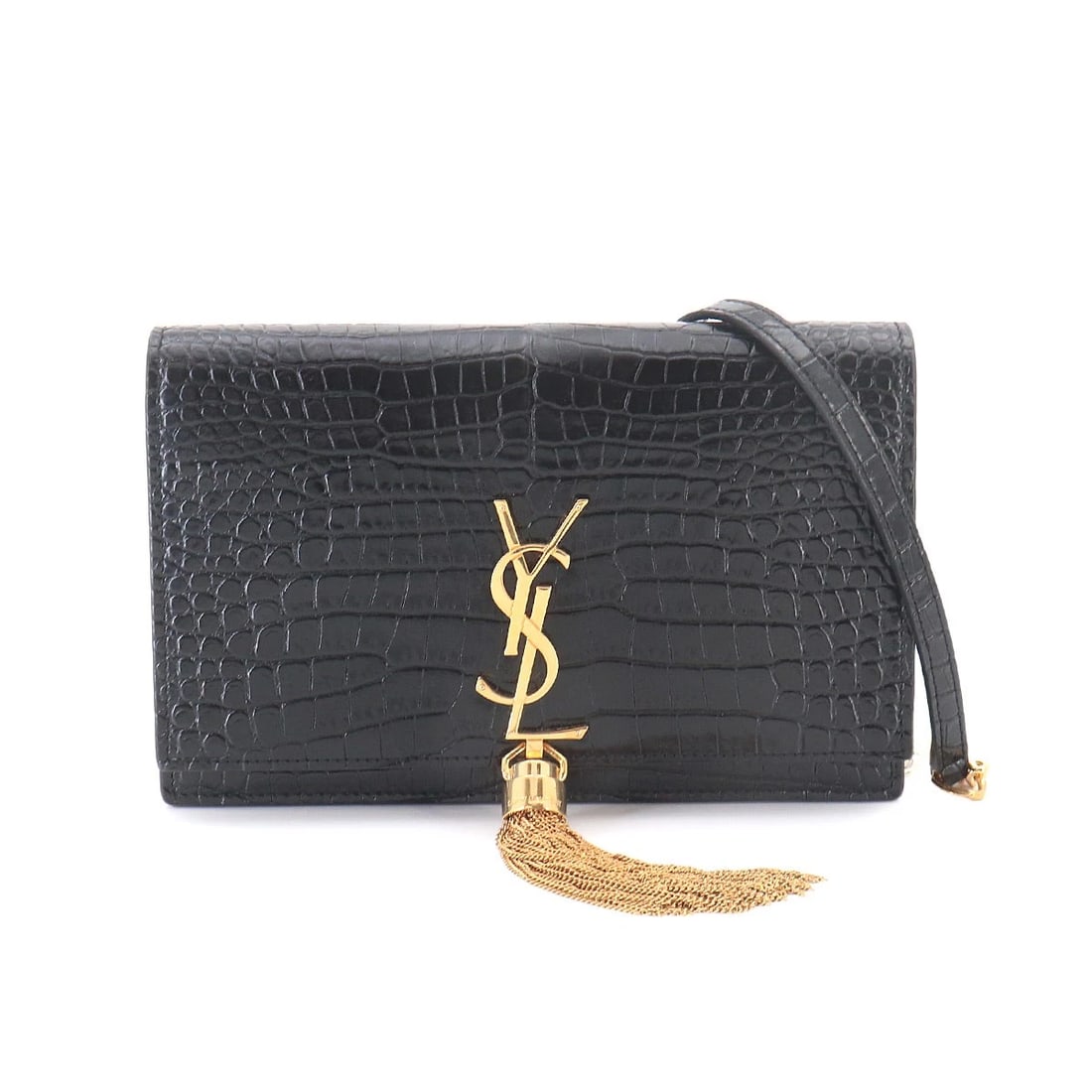 SAINT LAURENT KATE CHAIN LONG WALLET LEATHER BLACK: SAINT LAURENT Kate Chain Long Wallet Leather Black Brand: SAINT LAURENT Type/Style: Chain Wallet Material: Leather Color: Black Size: W 7.48 inch, H 4.72 inch, D 1.57 inch Accessories: None