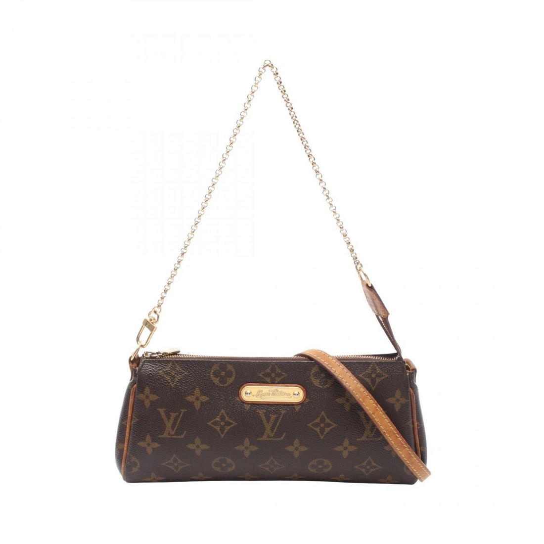 LOUIS VUITTON EVA SHOULDER HANDBAG MONOGRAM CANVAS: LOUIS VUITTON Eva Shoulder Handbag Monogram canvas Brand: LOUIS VUITTON Type/Style: Shoulder Bag Material: Monogram ? PVC coated canvas ? leather Color: Brown?ish colors Size: (H:4.7inch x W:9.8inch x