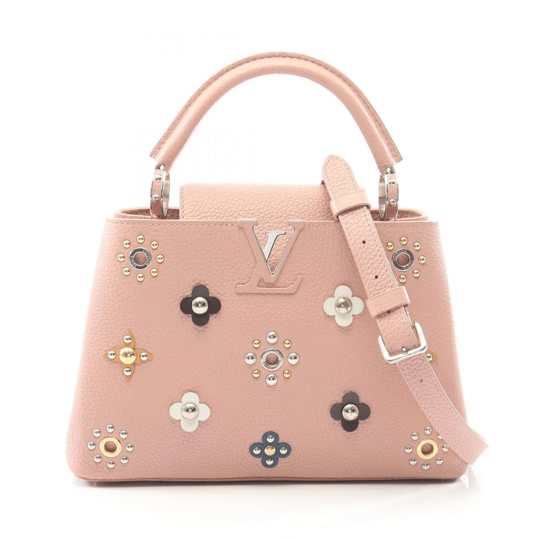 LOUIS VUITTON CAPUCINES SHOULDER CROSSBODY HANDBAG: LOUIS VUITTON Capucines Shoulder Crossbody Handbag Brand: LOUIS VUITTON Type/Style: Handbag Material: Taurillon Clemence Leather ? leather ? Taurillon Clemence Leather Color: Magnolia / Pink?ish color
