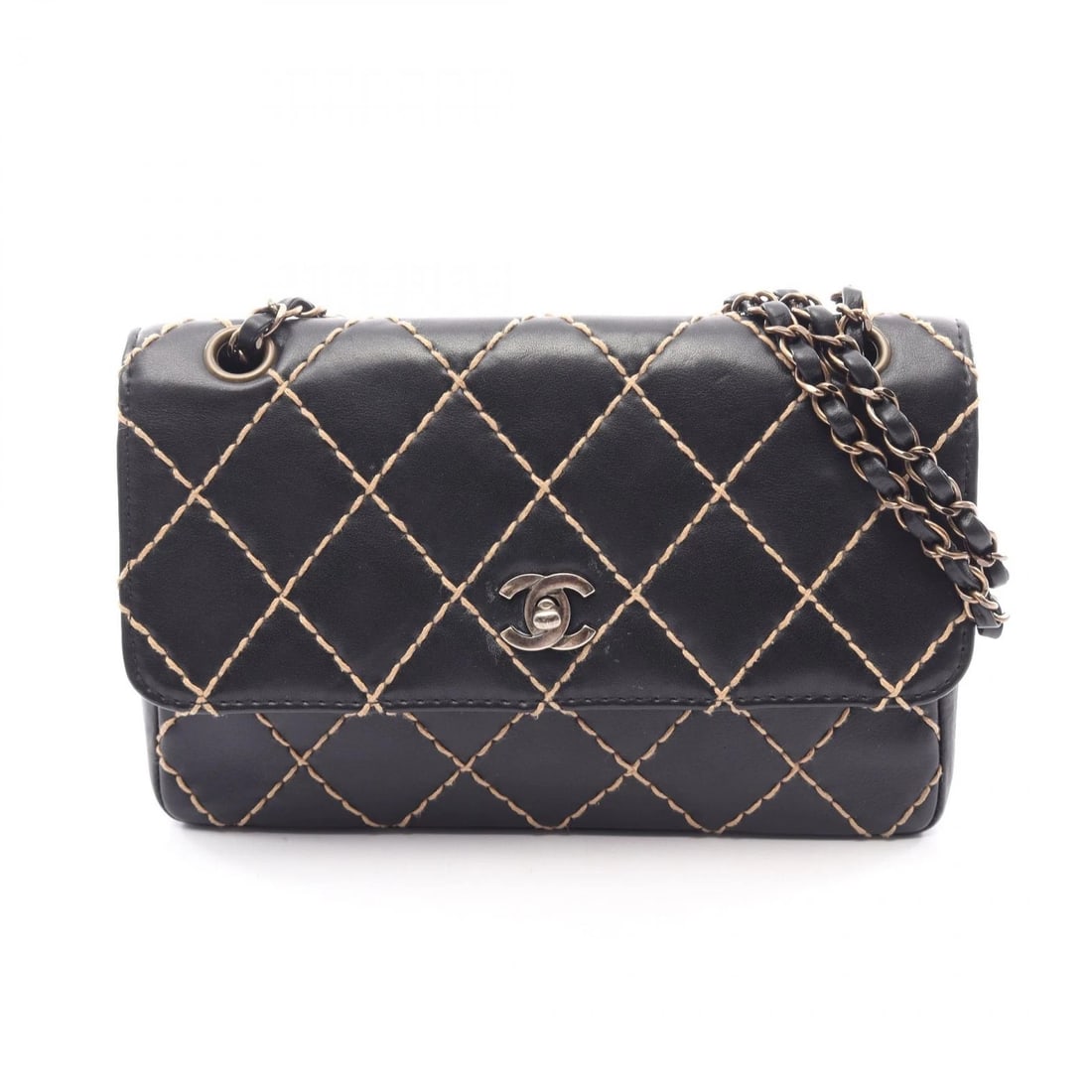 CHANEL WILD STITCH SHOULDER BAG LEATHER BLACK: CHANEL Wild stitch Shoulder Bag leather Black Brand: CHANEL Type/Style: Shoulder Bag Material: leather Color: Black?ish colors Size: (H:6.9inch x W:9.8inch x D:2.4inch) Accessories: None A