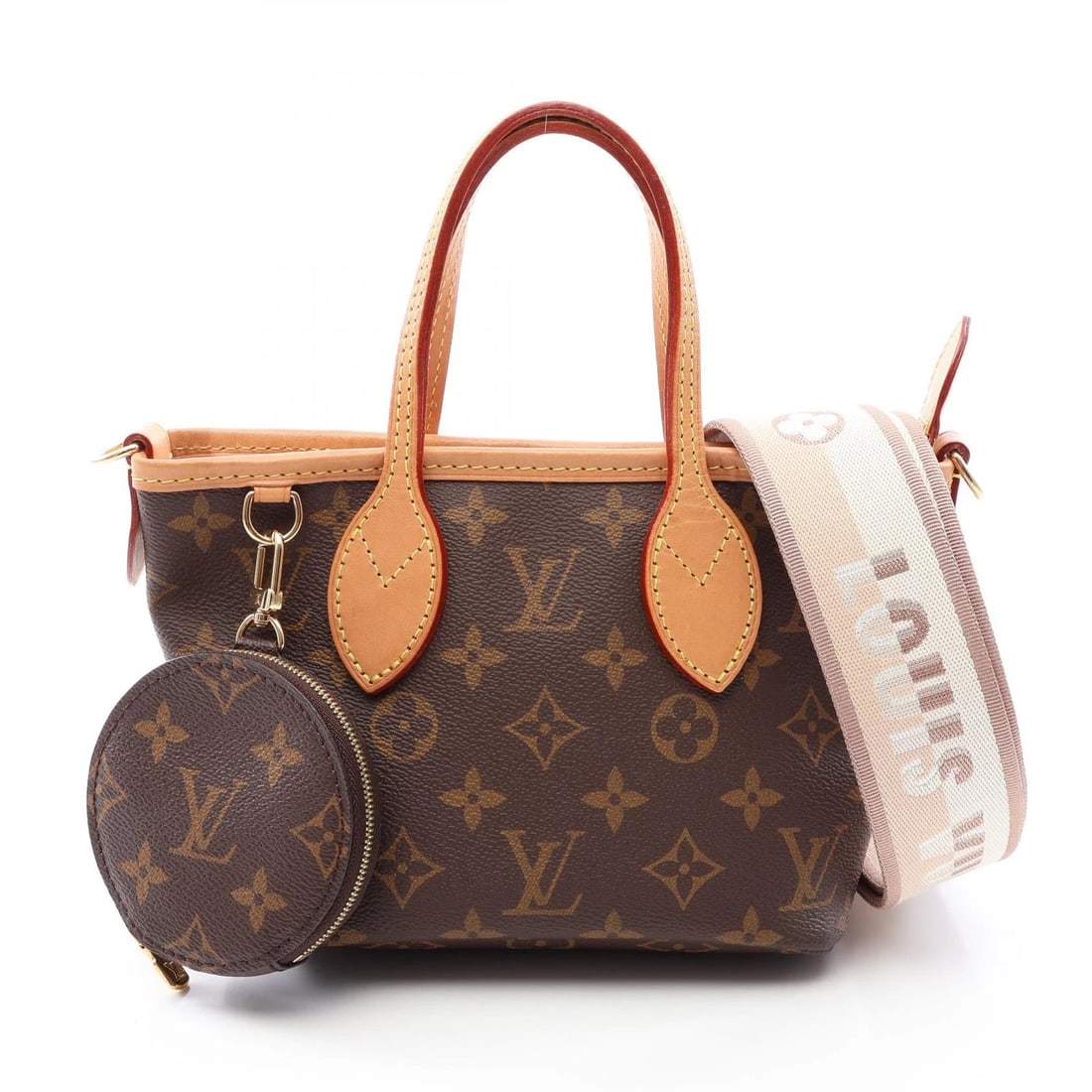 LOUIS VUITTON NEVERFULL BB SHOULDER HANDBAG: LOUIS VUITTON Neverfull BB Shoulder Handbag Brand: LOUIS VUITTON Type/Style: Handbag Material: Monogram ? PVC coated canvas ? leather Color: Brown?ish colors Size: (H:5.9inch x W:6.7inch x D:3.5inch) 