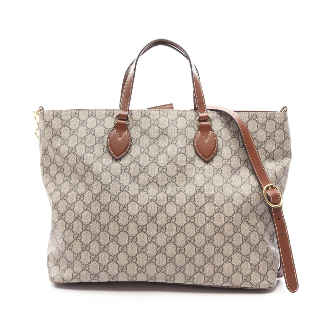 GUCCI GG SUPREME SHOULDER CROSSBODY TOTE BAG: GUCCI GG Supreme Shoulder Crossbody Tote Bag Brand: GUCCI Type/Style: Tote Bag Material: PVC coated canvas ? leather Color: Beige?ish colors ? Brown?ish colors Size: (H:11.6inch x W:15.0inch x