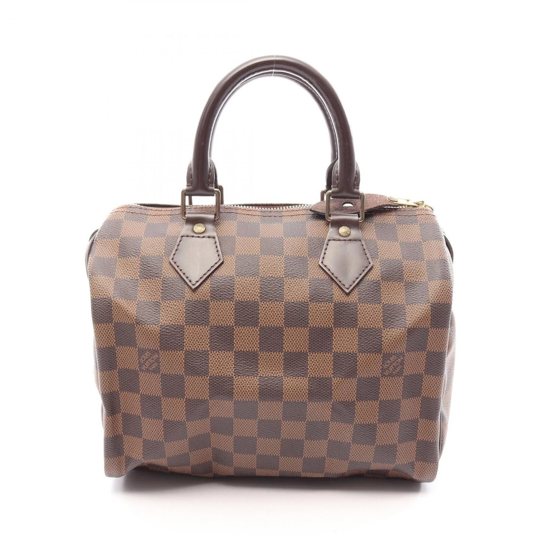 LOUIS VUITTON SPEEDY 25 HANDBAG DAMIER CANVAS LEATHER: LOUIS VUITTON Speedy 25 Handbag Damier canvas leather Brand: LOUIS VUITTON Type/Style: Handbag Material: Damier ? PVC coated canvas ? leather Color: Ebene / Brown?ish colors Size: (H:7.9inch x W:9.8in