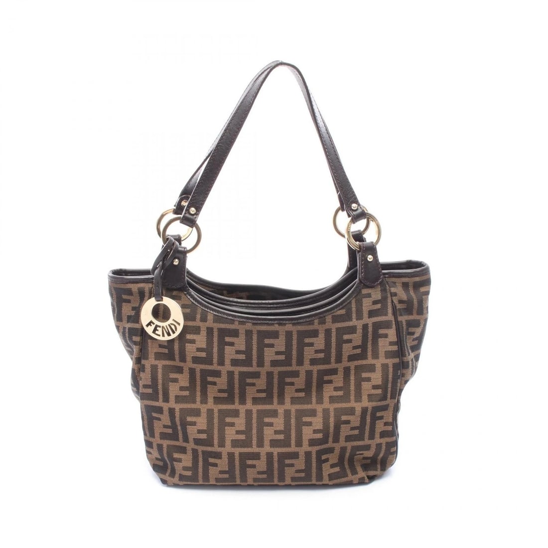 FENDI ZUCCA TOTE SHOULDER HANDBAG CANVAS LEATHER BROWN: FENDI Zucca Tote Shoulder Handbag canvas leather Brown Brand: FENDI Type/Style: Tote Bag Material: canvas ? leather Color: Brown?ish colors Size: (H:8.7inch x W:9.4inch x D:5.5inch) Accessories: N