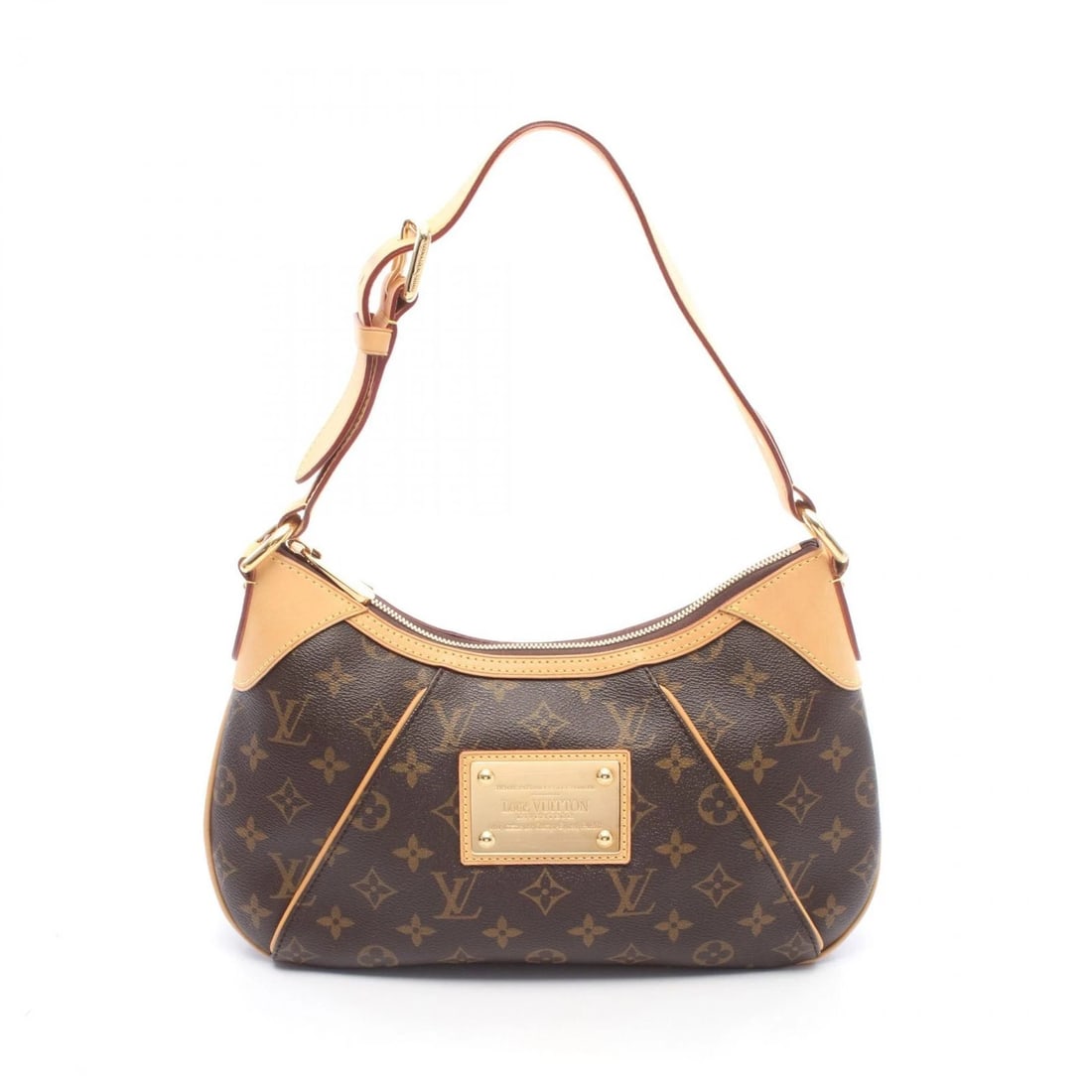 LOUIS VUITTON THAMES PM SHOULDER HANDBAG: LOUIS VUITTON Thames PM Shoulder Handbag Brand: LOUIS VUITTON Type/Style: Shoulder Bag Material: Monogram ? PVC coated canvas ? leather Color: Brown?ish colors Size: (H:6.7inch x W:12.6inch x D:2.4inc