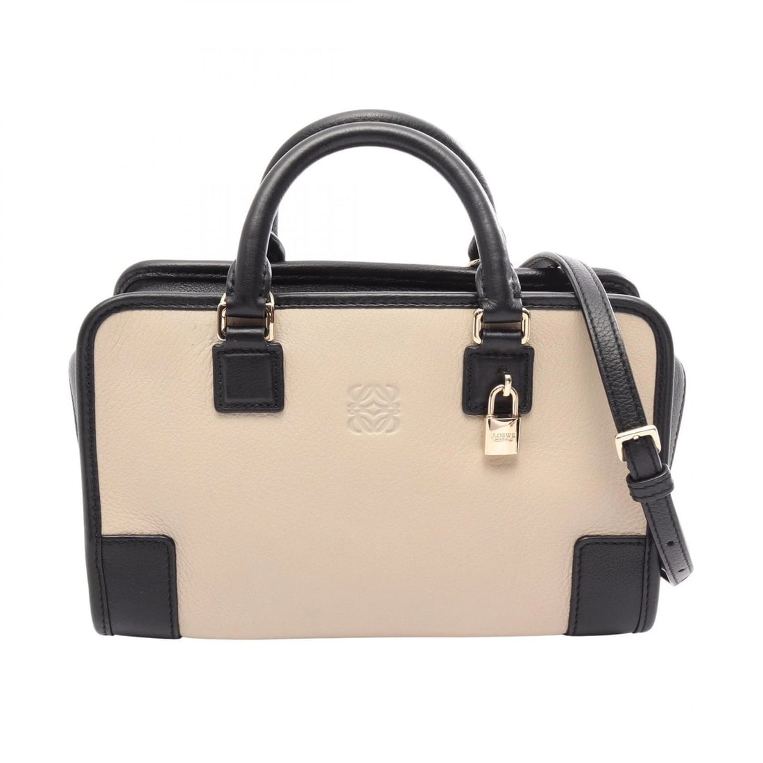 LOEWE AMAZONA SHOULDER HANDBAG CROSSBODY LEATHER: LOEWE Amazona Shoulder Handbag crossbody Leather Brand: LOEWE Type/Style: Handbag Material: leather Color: Beige?ish colors ? Black?ish colors Size: (H:6.3inch x W:9.4inch x D:3.1inch) Accessories