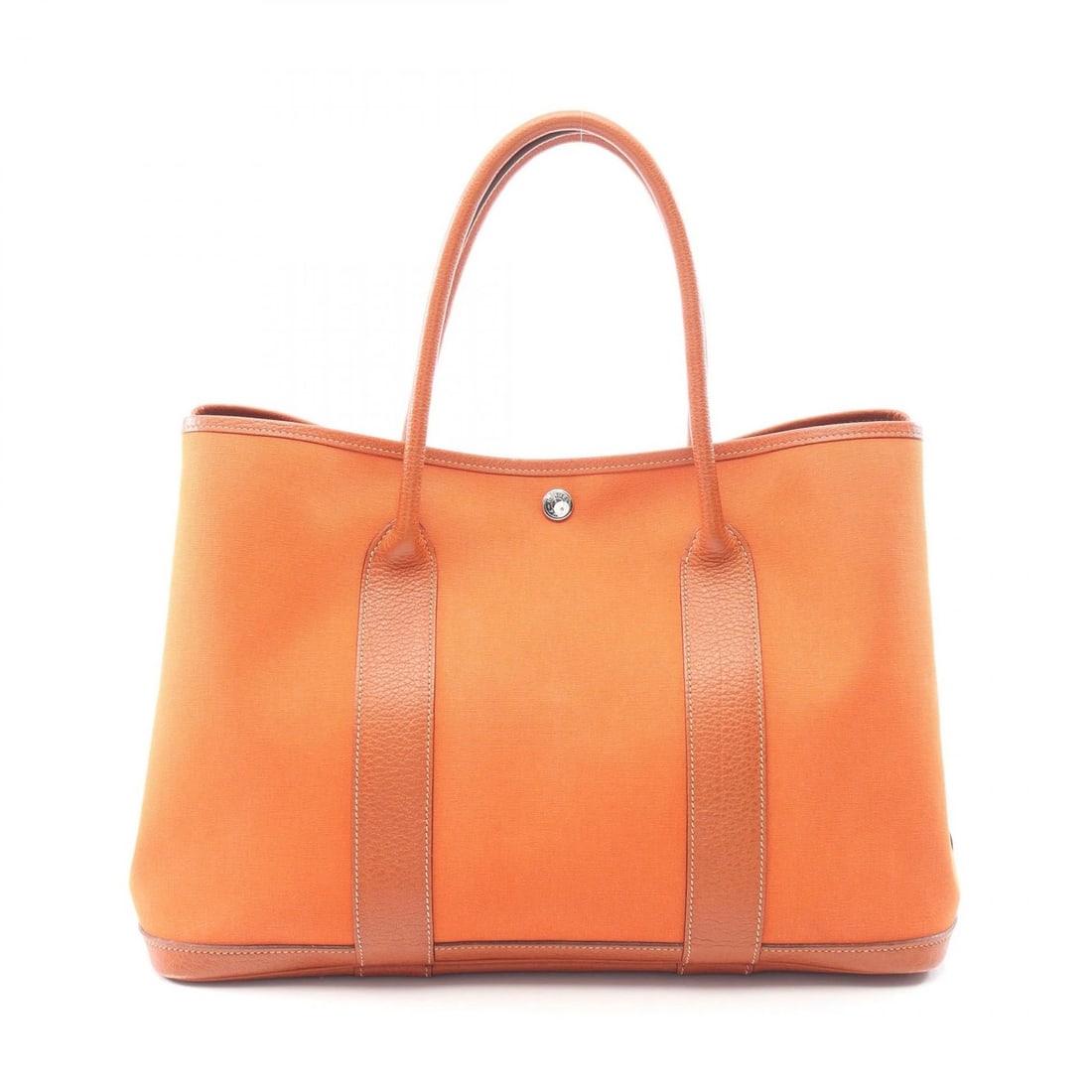 HERMES GARDEN PARTY PM TOTE HANDBAG: HERMES Garden Party PM Tote Handbag Brand: HERMES Type/Style: Tote Bag Material: Buffalo leather ? leather ? Toile Officier / Buffalo leather Color: Potiron orange / Brown?ish colors Size: (H:9.8inch 