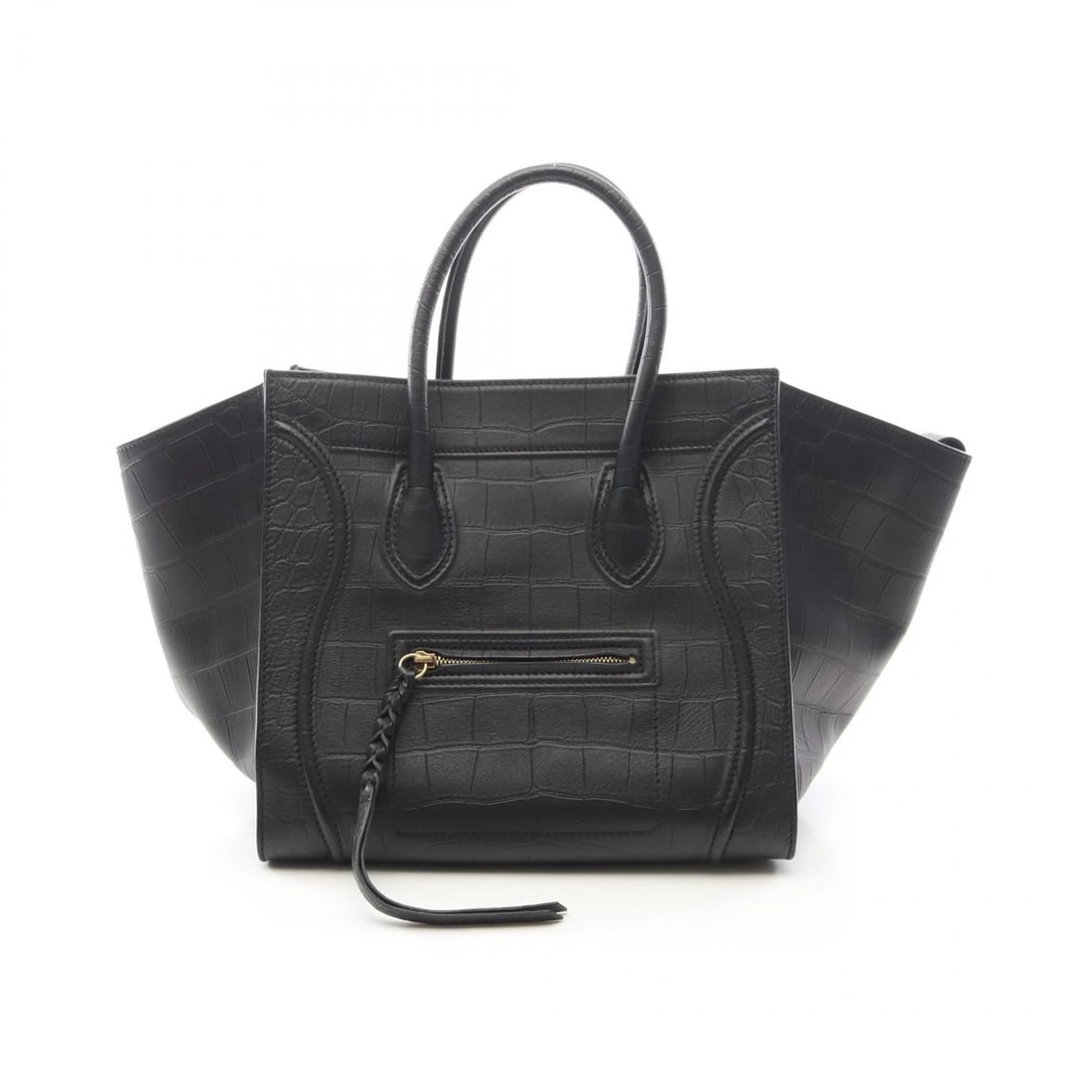 CELINE LUGGAGE PHANTOM HAND TOTE BAG LEATHER BLACK: CELINE Luggage phantom Hand Tote Bag leather Black Brand: CELINE Type/Style: Tote Bag Material: leather Color: Black?ish colors Size: (H:11.0inch x W:11.8inch x D:9.8inch) Accessories: None