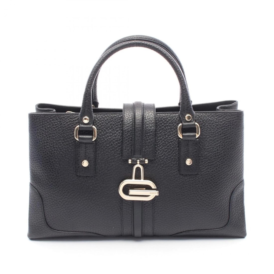 GUCCI TOTE HANDBAG LEATHER BLACK SHW: GUCCI Tote Handbag leather Black SHW Brand: GUCCI Type/Style: Handbag Material: leather Color: Black?ish colors Size: (H:8.3inch x W:14.2inch x D:4.3inch) Accessories: None Accessories Not