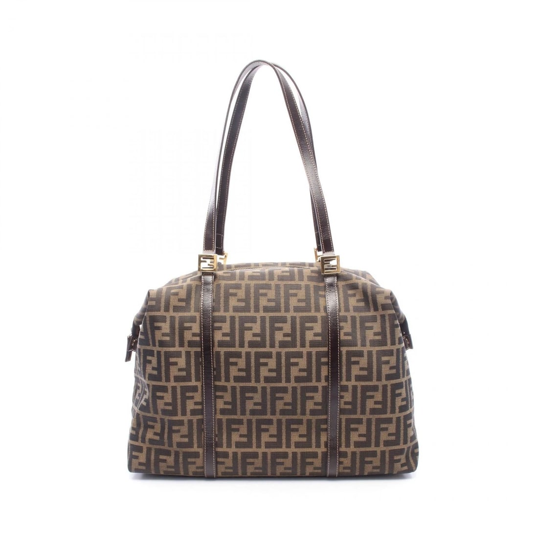 FENDI ZUCCA ZIPPER TOTE SHOULDER BAG CANVAS LEATHER BROWN: FENDI Zucca Zipper Tote Shoulder Bag canvas leather Brown Brand: FENDI Type/Style: Shoulder Bag Material: canvas ? leather Color: Brown?ish colors Size: (H:11.4inch x W:15.4inch x D:4.7inch)