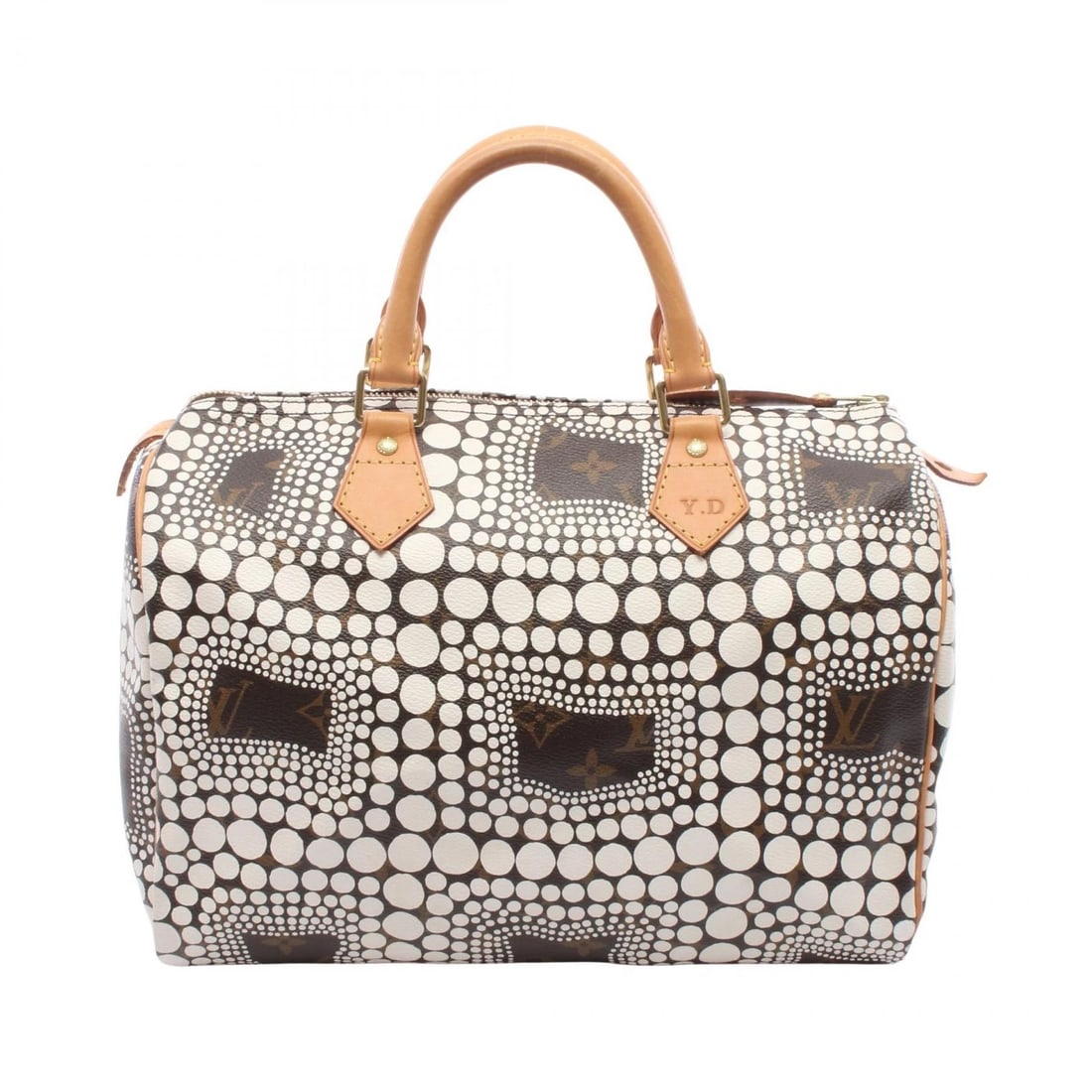 LOUIS VUITTON KUSAMA HANDBAG MONOGRAM CANVAS: LOUIS VUITTON kusama Handbag Monogram canvas Brand: LOUIS VUITTON Type/Style: Handbag Material: PVC coated canvas ? leather ? Monogram Town Color: White?ish colors ? Brown?ish colors Size: (H:8.7inch
