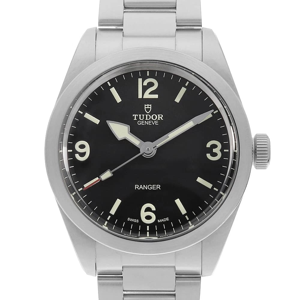 TUDOR RANGER STAINLESS STEEL WATCH: TUDOR Ranger Stainless Steel Watch Brand: TUDOR Type/Style: Wrist watch Material: Band Material Stainless Steel, Case Material Stainless Steel Color: Dial Color Black Size: Case:WCircumference of