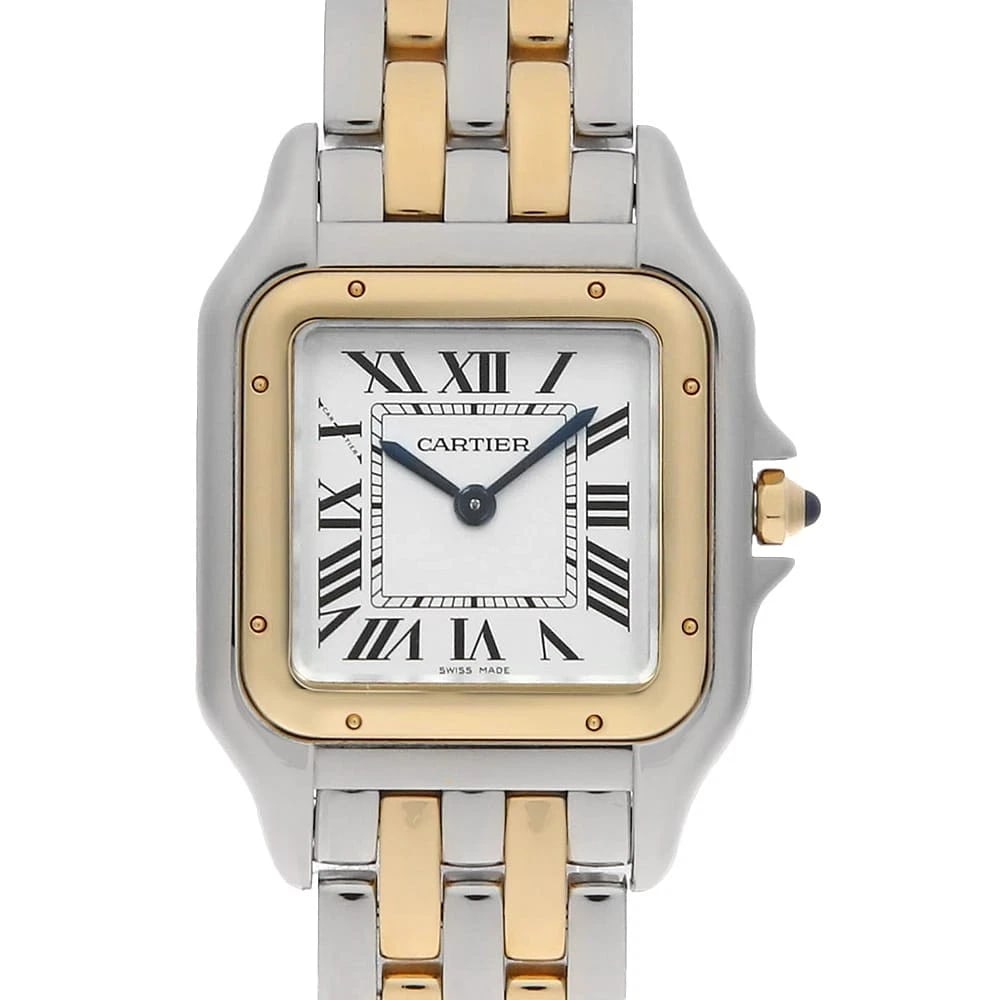 CARTIER PANTHERE STAINLESS STEEL WATCH: Cartier PANTHERE Stainless Steel Watch Brand: Cartier Type/Style: Wrist watch Material: Band Material Stainless Steel/Yellow Gold, Case Material Stainless Steel/Yellow Gold Color: Dial Color Silver