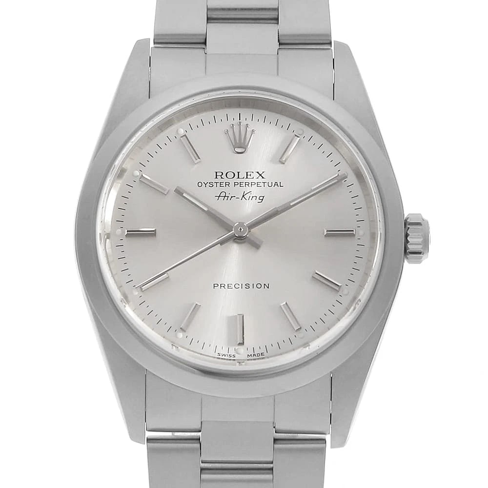 ROLEX AIR KING SILVER STAINLESS STEEL WATCH: ROLEx Air king Silver Stainless Steel Watch Brand: ROLEx Type/Style: Wrist watch Material: Band Material Stainless Steel, Case Material Stainless Steel Color: Dial Color Silver Size: Case:W34mm