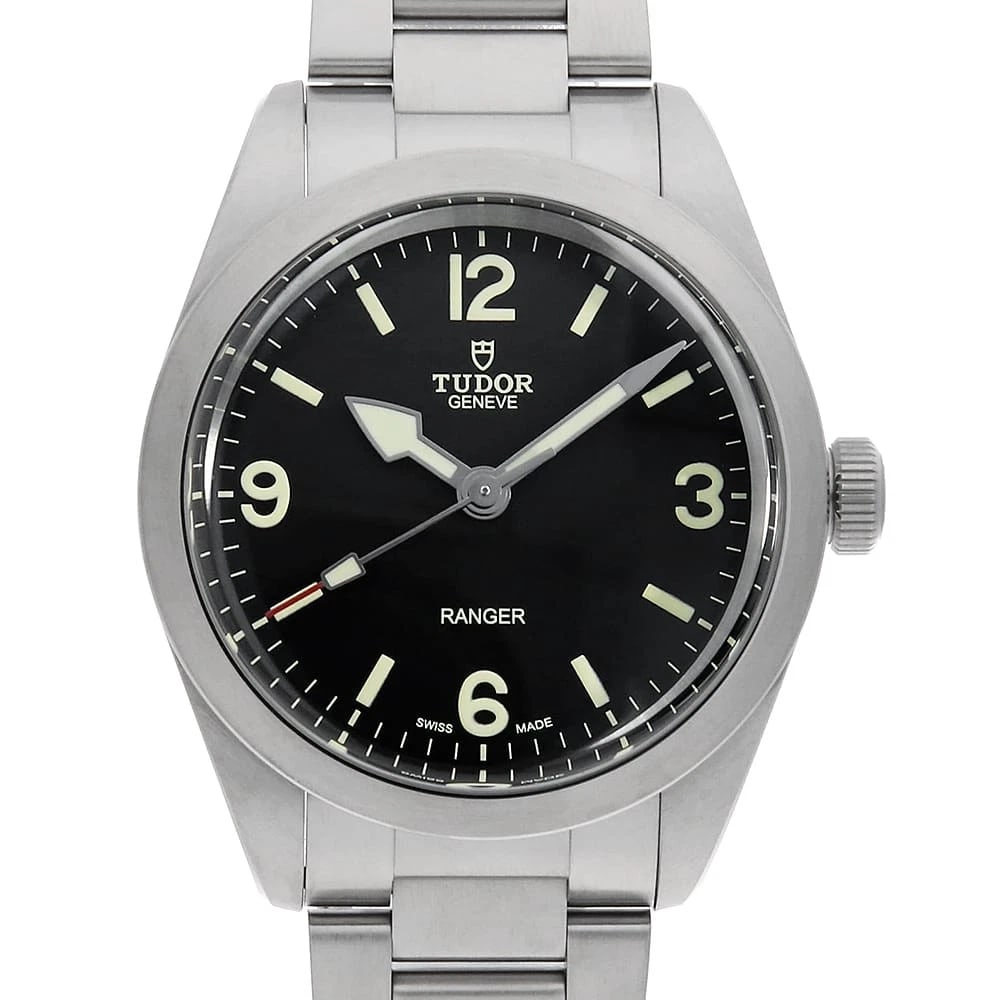 TUDOR RANGER STAINLESS STEEL WATCH: TUDOR Ranger Stainless Steel Watch Brand: TUDOR Type/Style: Wrist watch Material: Band Material Stainless Steel, Case Material Stainless Steel Color: Dial Color Black Size: Case:WCircumference of