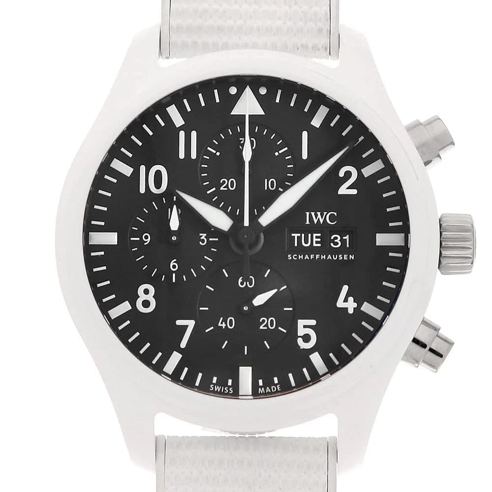 IWC PILOT'S WATCH CHRONO WATCH: IWC Pilot's Watch Chrono Watch Brand: IWC Type/Style: Wrist watch Material: Band Material rubber, Case Material Stainless Steel/ceramic Color: Dial Color Black Size: Case:W44.5mm Accessories: None