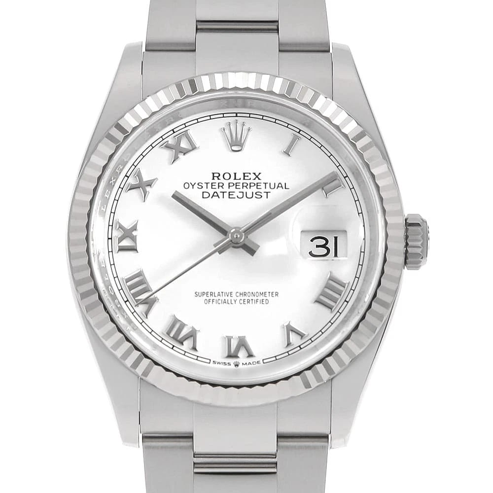 ROLEX DATEJUST WHITE OYSTER STAINLESS STEEL WATCH: ROLEx DATEJUST white oyster Stainless Steel Watch Brand: ROLEx Type/Style: Wrist watch Material: Band Material Stainless Steel, Case Material Stainless Steel/White gold Color: Dial Color White Size: C