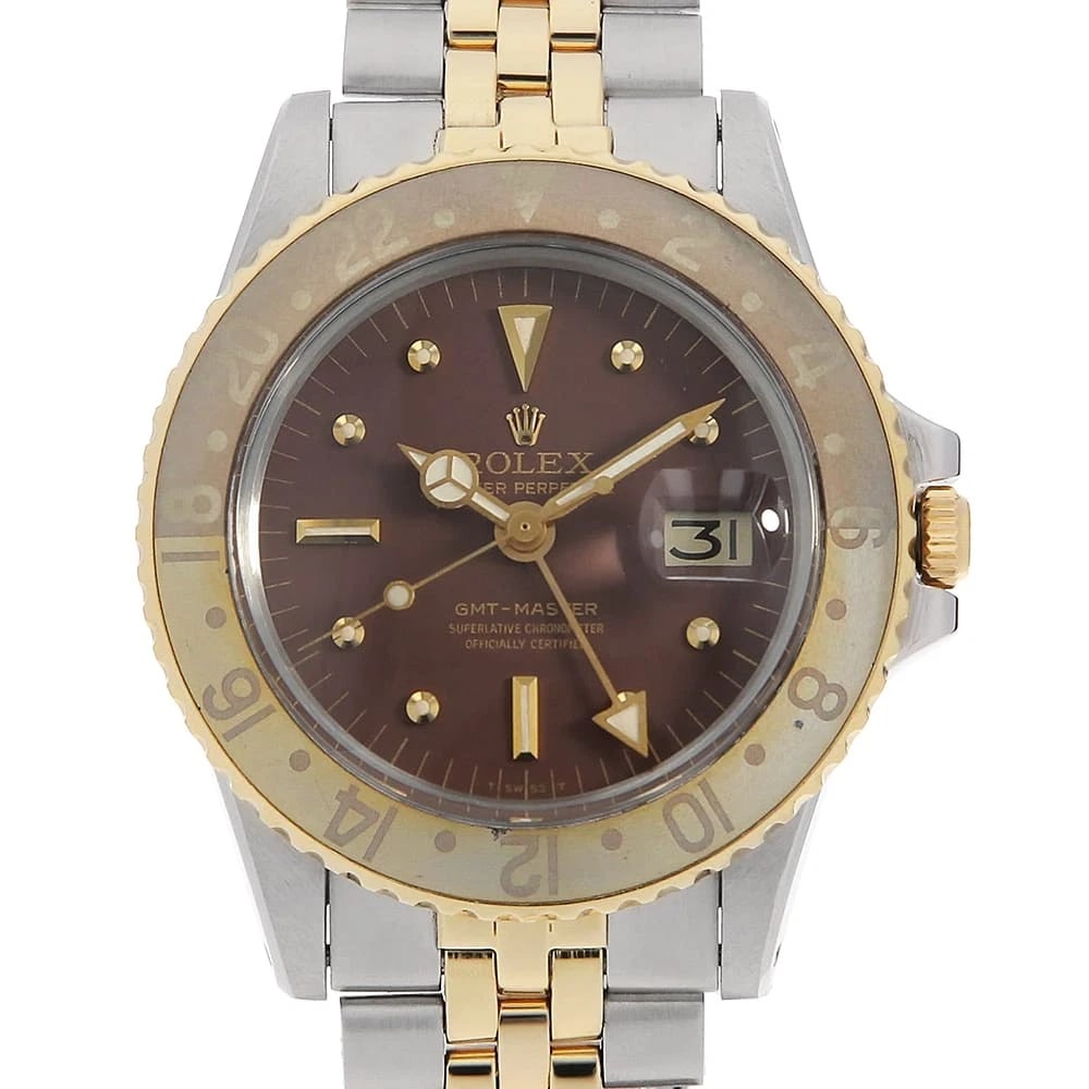 ROLEX GMT MASTER BROWN STAINLESS STEEL WATCH: ROLEx GMT master Brown Stainless Steel Watch Brand: ROLEx Type/Style: Wrist watch Material: Band Material Stainless Steel/Yellow Gold, Case Material Stainless Steel/Yellow Gold Color: Dial Color Brown