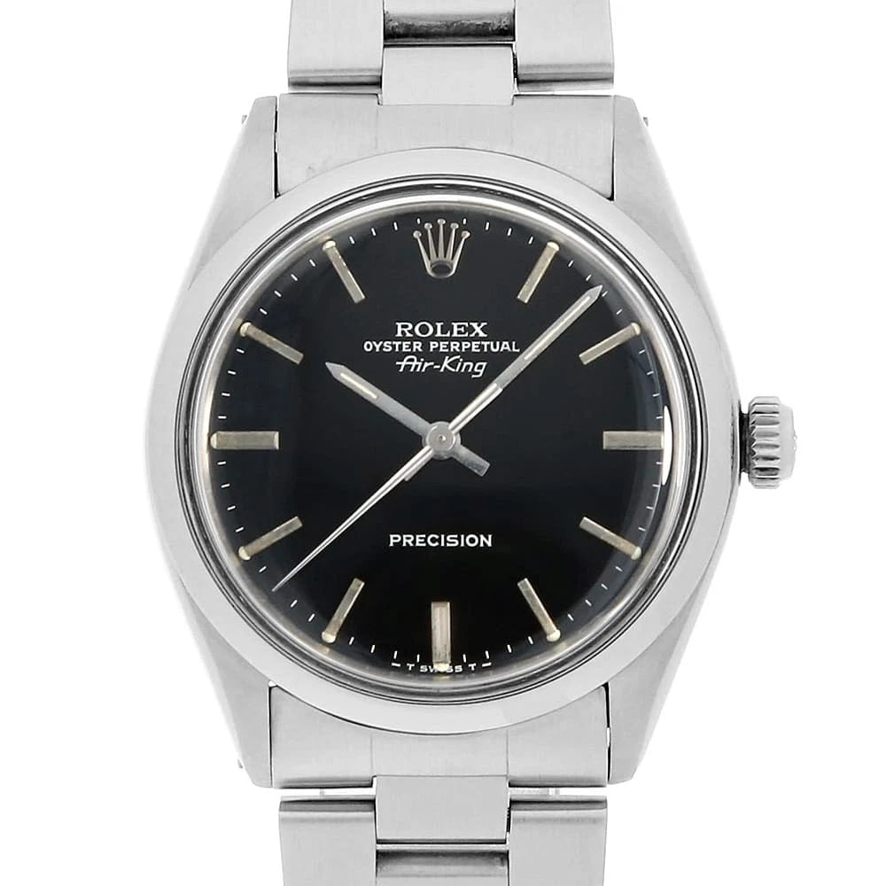 ROLEX AIR KING BLACK OYSTER WATCH: ROLEx Air king black oyster Watch Brand: ROLEx Type/Style: Wrist watch Material: Band Material Stainless Steel, Case Material Stainless Steel Color: Dial Color Black Size: Case:W34mm Circumference of 