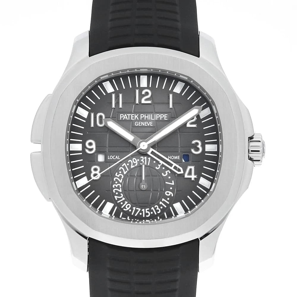 PATEK PHILIPPE AQUANAUT STAINLESS STEEL WATCH: PATEK PHILIPPE Aquanaut Stainless Steel Watch Brand: PATEK PHILIPPE Type/Style: Wrist watch Material: Band Material rubber, Case Material Stainless Steel Color: Dial Color Black Size: Case:W40.8mm Cir