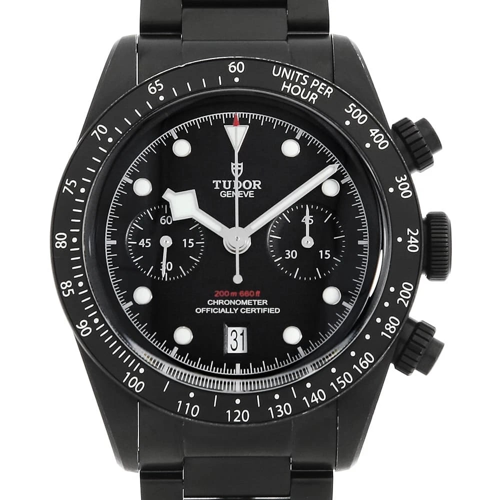 TUDOR HERITAGE BLACK CHRONO WATCH: TUDOR Heritage Black Chrono Watch Brand: TUDOR Type/Style: Wrist watch Material: Band Material Stainless Steel?PVD?, Case Material Stainless Steel(PVD coating) Color: Dial Color Black Size: Case:W41mm