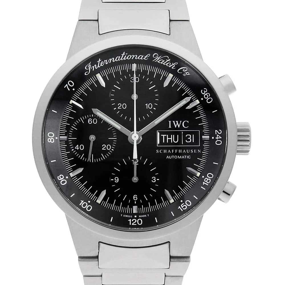 IWC GST CHRONOGRAPH STAINLESS STEEL WATCH: IWC GST chronograph Stainless Steel Watch Brand: IWC Type/Style: Wrist watch Material: Band Material Stainless Steel, Case Material Stainless Steel Color: Dial Color Black Size: Case:WCircumference