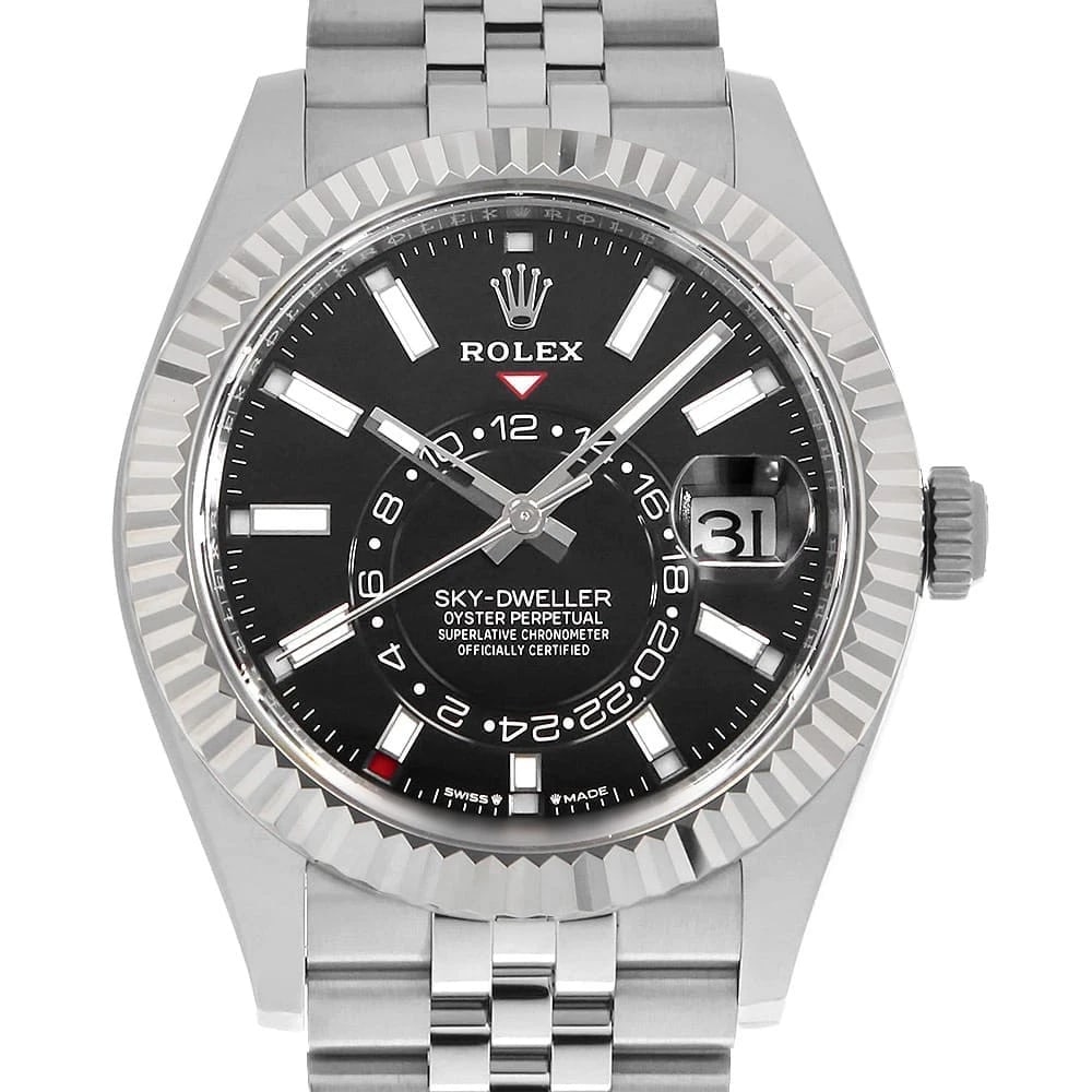ROLEX SKY-DWELLER BLACK WATCH: ROLEx SKY-DWELLER black Watch Brand: ROLEx Type/Style: Wrist watch Material: Band Material Stainless Steel, Case Material Stainless Steel/White gold Color: Dial Color Black Size: Case:W42mm