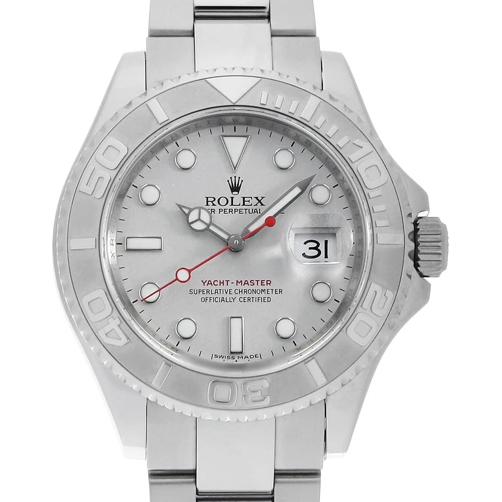 ROLEX YACHT MASTER SILVER WATCH: ROLEx Yacht master Silver Watch Brand: ROLEx Type/Style: Wrist watch Material: Band Material Stainless Steel, Case Material Stainless Steel/Platinum Color: Dial Color Silver Size: Case:WCircumference